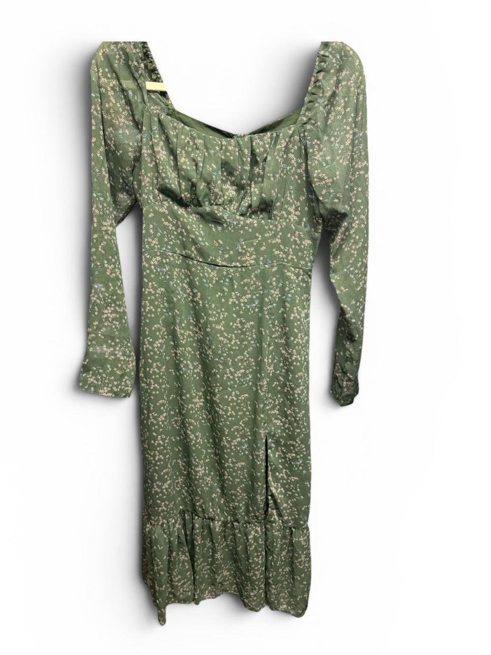 NWT Lulus Green Floral Sweetheart Long Sleeve Dress CottageCore Coquette SIZE M